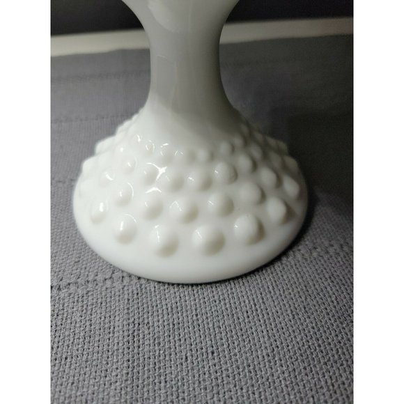 Fenton | Hobnail | Milk Glass | Ruffled 8" Wide Footed Bowl Vase - Picture 9 of 10